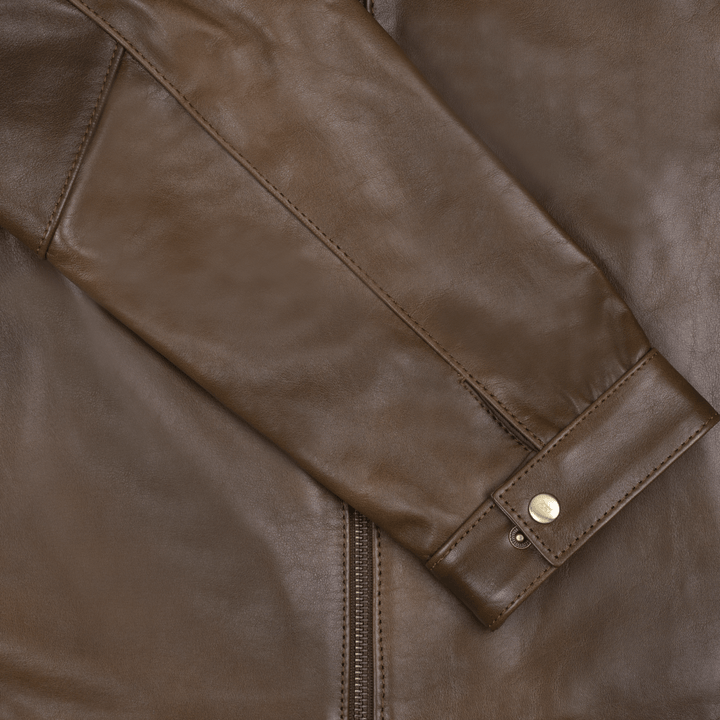 Racer: Jacket Homme - Cuir Marron patiné - Bleather Maroc