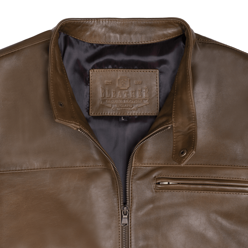 Racer: Jacket Homme - Cuir Marron patiné - Bleather Maroc