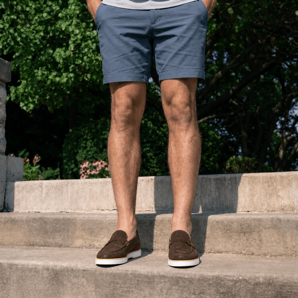 Rafter: Mocassin Homme - Daim Marron/Orange - Bleather Maroc