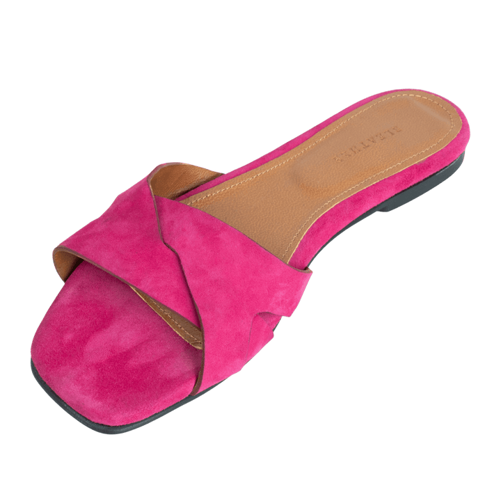 Ravella : Sandales Femme - Daim Fuchsia - Bleather Maroc