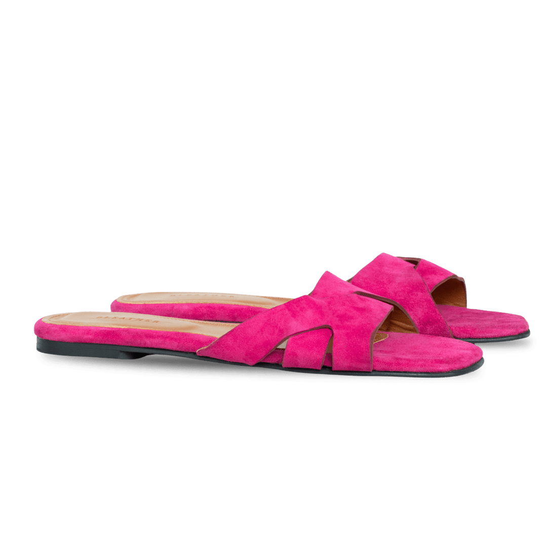 Ravella : Sandales Femme - Daim Fuchsia - Bleather Maroc