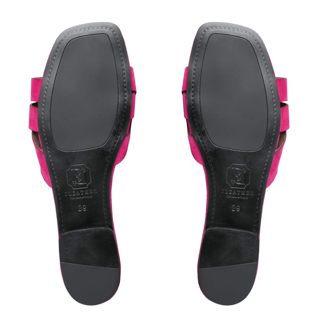 Ravella : Sandales Femme - Daim Fuchsia - Bleather Maroc