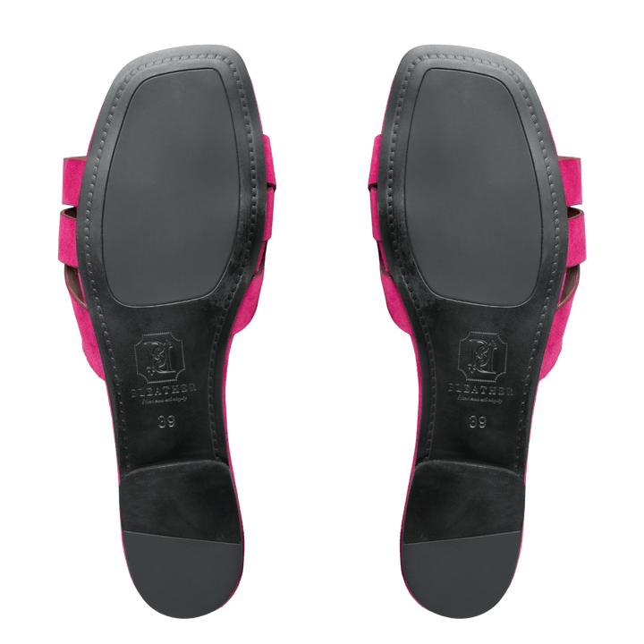 Ravella : Sandales Femme - Daim Fuchsia - Bleather Maroc