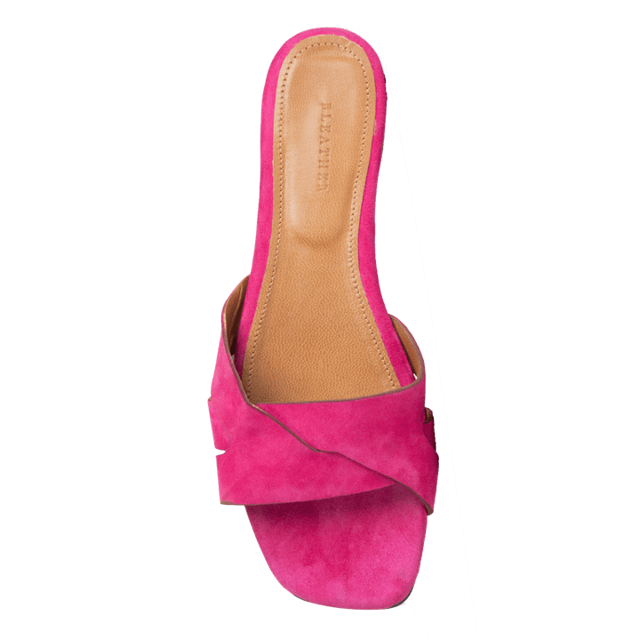 Ravella : Sandales Femme - Daim Fuchsia - Bleather Maroc