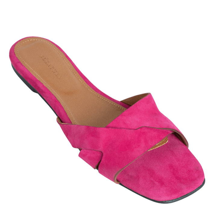 Ravella : Sandales Femme - Daim Fuchsia - Bleather Maroc