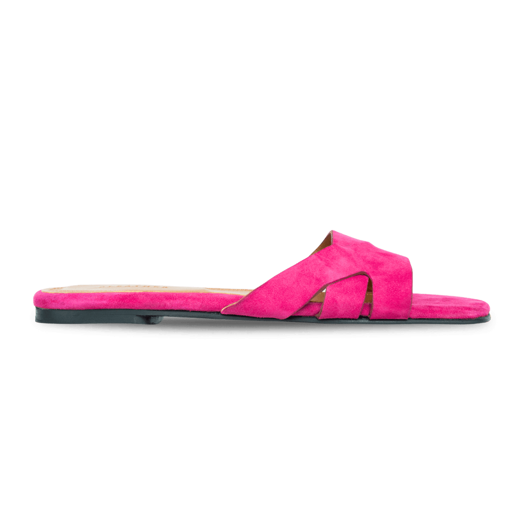 Ravella : Sandales Femme - Daim Fuchsia - Bleather Maroc