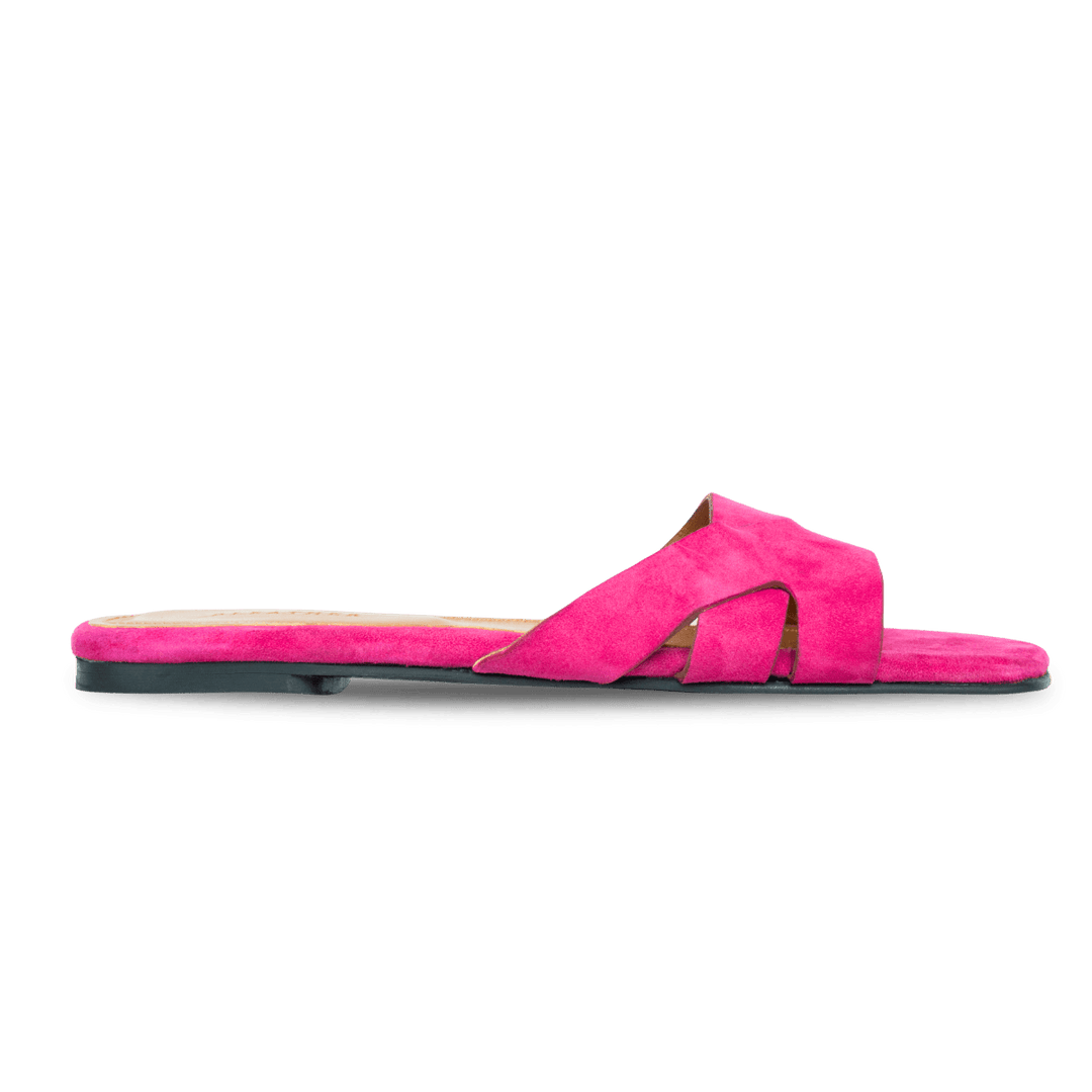 Ravella : Sandales Femme - Daim Fuchsia - Bleather Maroc