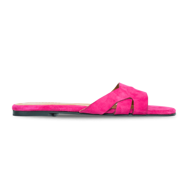 Ravella : Sandales Femme - Daim Fuchsia - Bleather Maroc