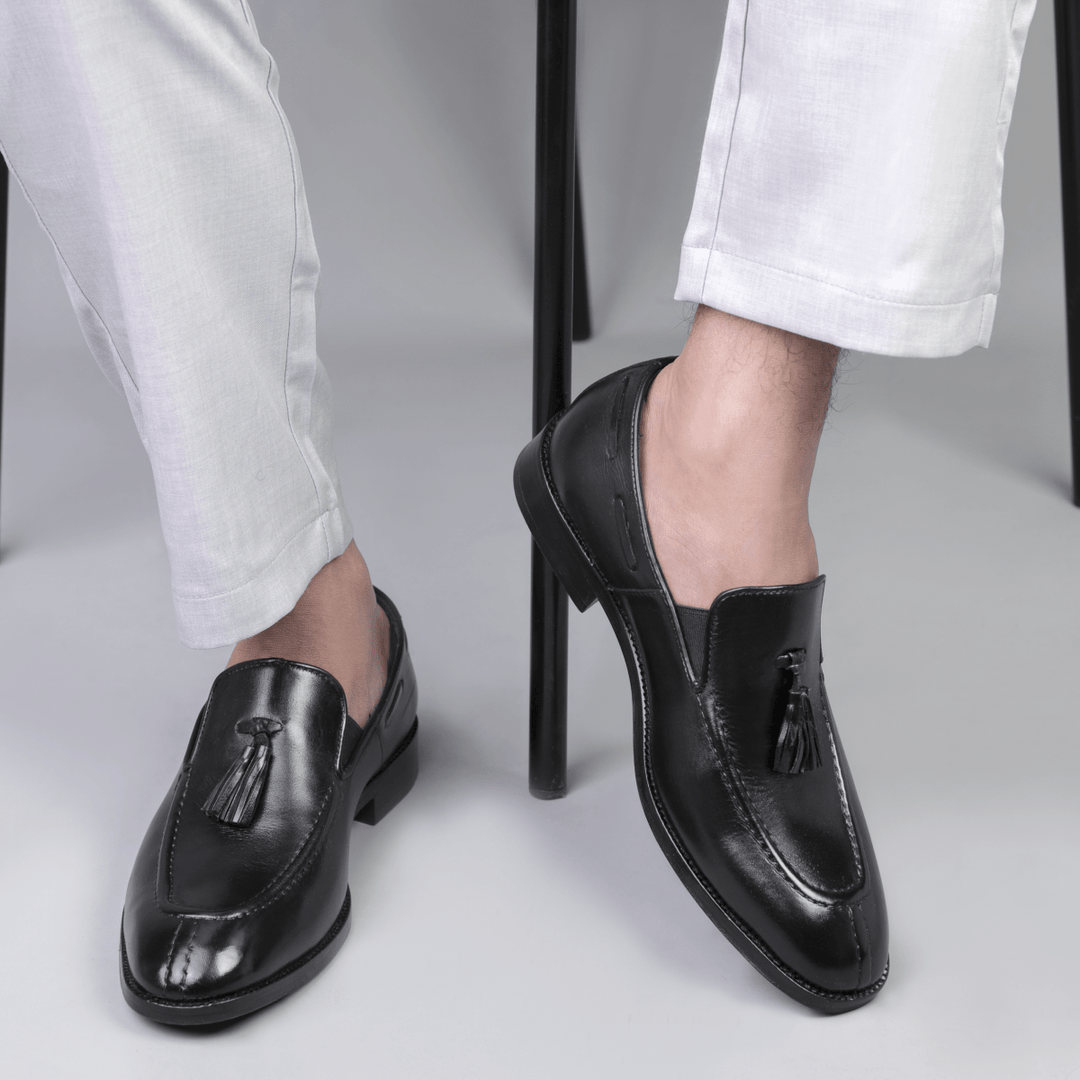 Reign: Mocassin Homme - Cuir Noir - Bleather Maroc