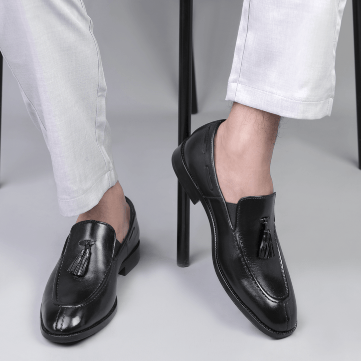 Reign: Mocassin Homme - Cuir Noir - Bleather Maroc
