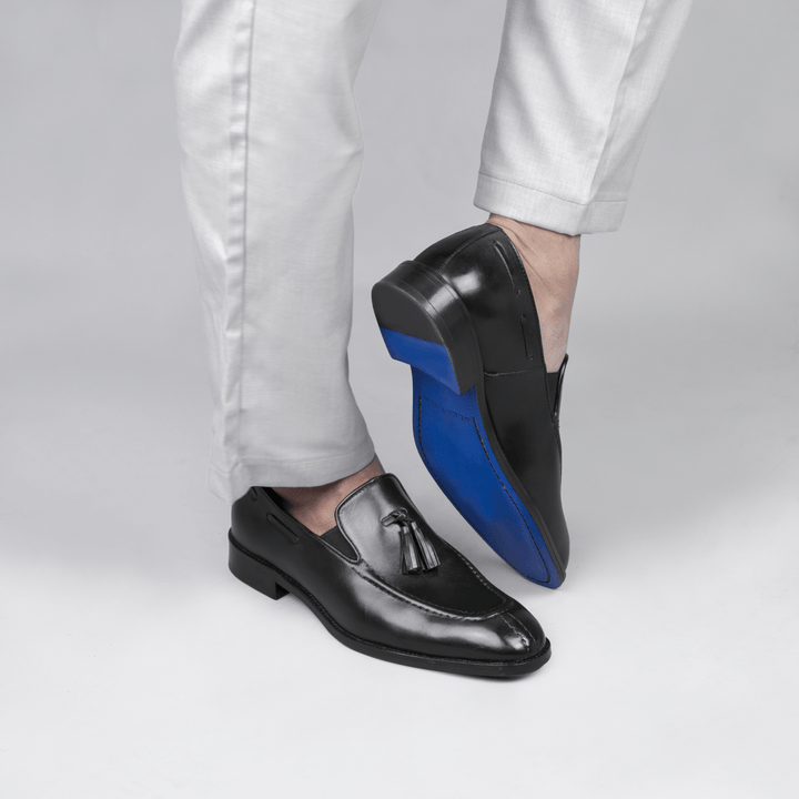 Reign: Mocassin Homme - Cuir Noir - Bleather Maroc