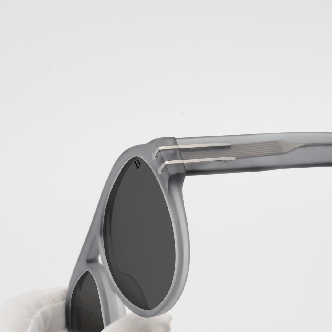 Rhodium: Lunettes de soleil de luxe Gris Transparent - Bleather Maroc