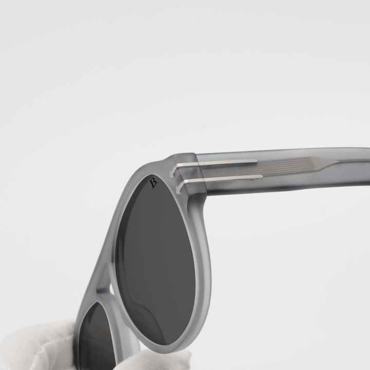 Rhodium: Lunettes de soleil de luxe Gris Transparent - Bleather Maroc