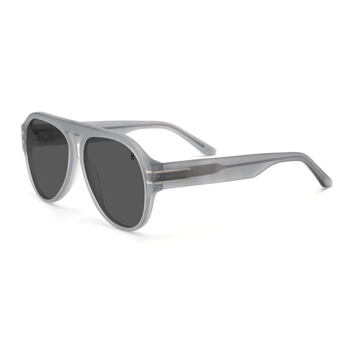 Rhodium: Lunettes de soleil de luxe Gris Transparent - Bleather Maroc