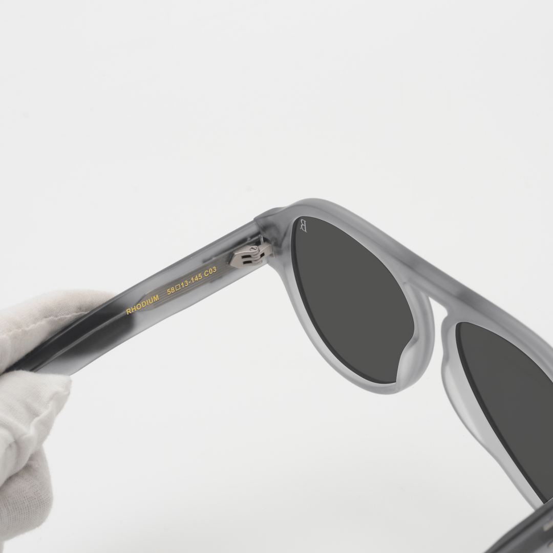 Rhodium: Lunettes de soleil de luxe Gris Transparent - Bleather Maroc