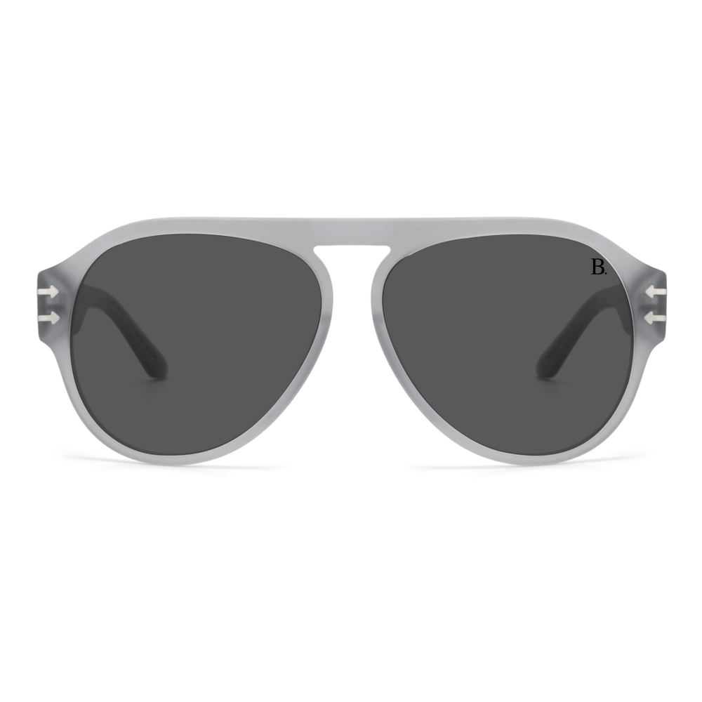 Rhodium: Lunettes de soleil de luxe Gris Transparent - Bleather Maroc