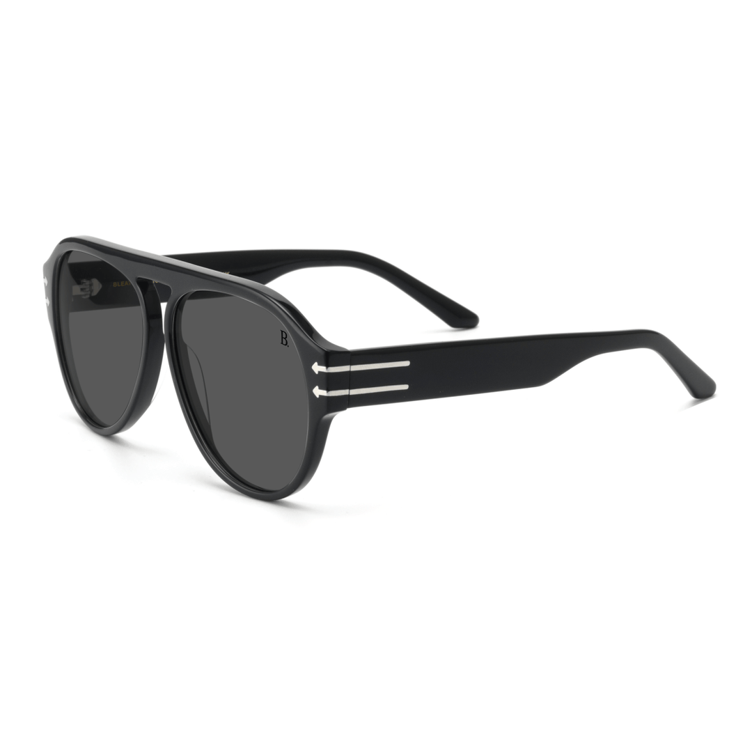 Rhodium: Lunettes de soleil de luxe Noir - Bleather Maroc