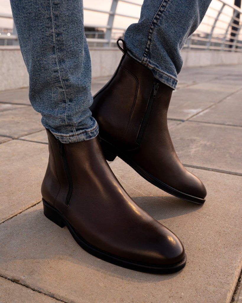Rio: Bottes Homme Caoutchouc Marron Bleather UK –