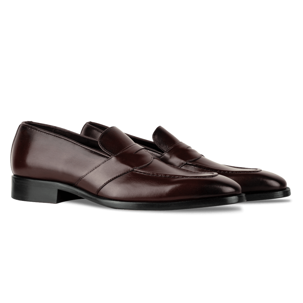 River: Mocassin Homme - Cuir Bordeaux - Bleather Maroc