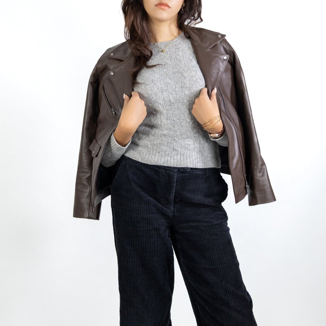 Roxie: Jacket Femme - Cuir Marron - Bleather Maroc