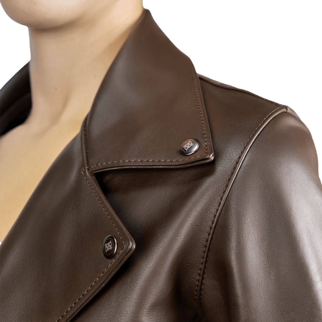 Roxie: Jacket Femme - Cuir Marron - Bleather Maroc
