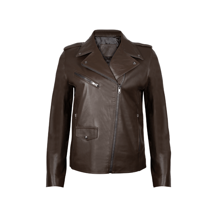 Roxie: Jacket Femme - Cuir Marron - Bleather Maroc