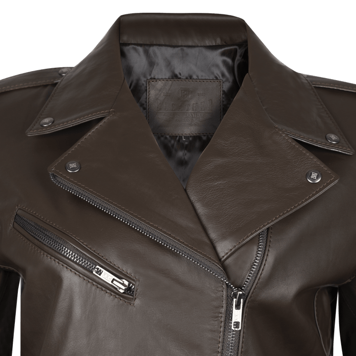 Roxie: Jacket Femme - Cuir Marron - Bleather Maroc