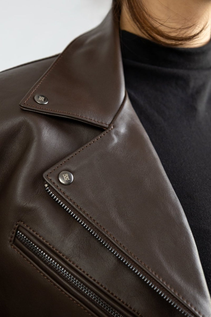 Roxie: Jacket Femme - Cuir Marron - Bleather Maroc