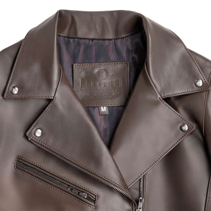 Roxie: Jacket Femme - Cuir Marron - Bleather Maroc