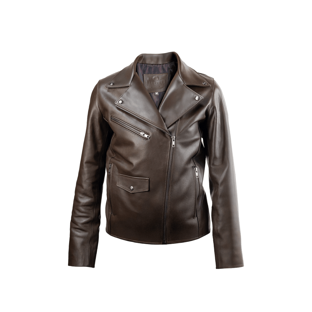 Roxie: Jacket Femme - Cuir Marron - Bleather Maroc