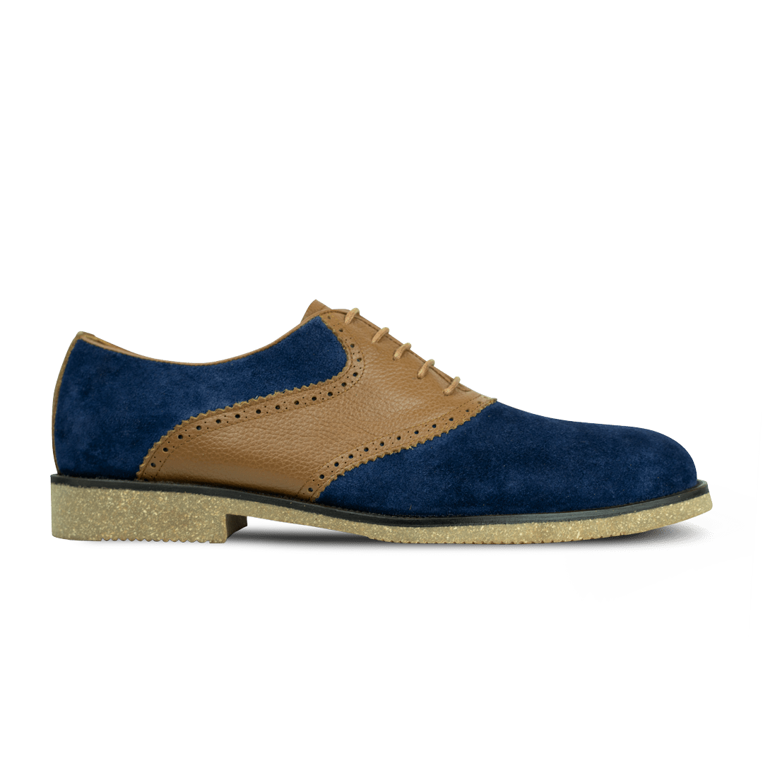 Russel: Derby Homme - Daim Bleu - Bleather Maroc