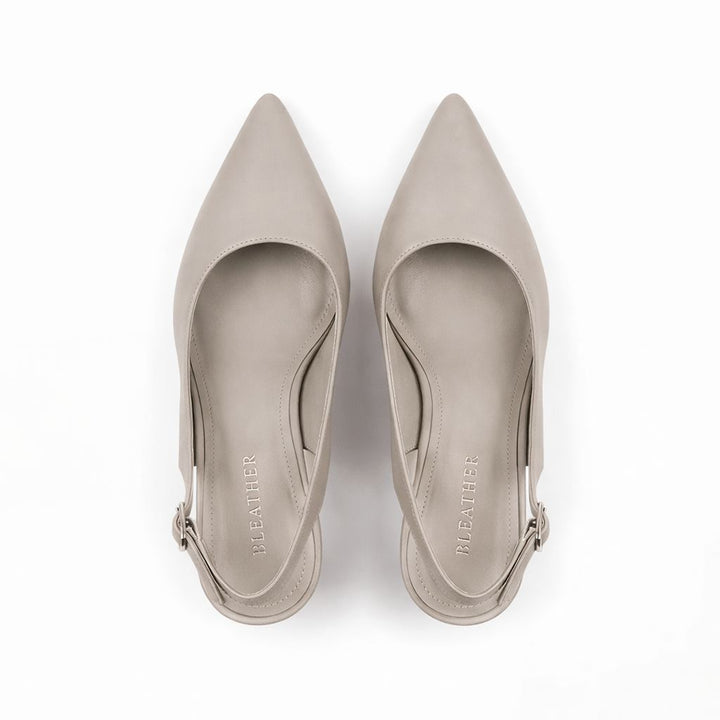Saly : Escarpins Femme - Cuir Beige - Bleather Maroc