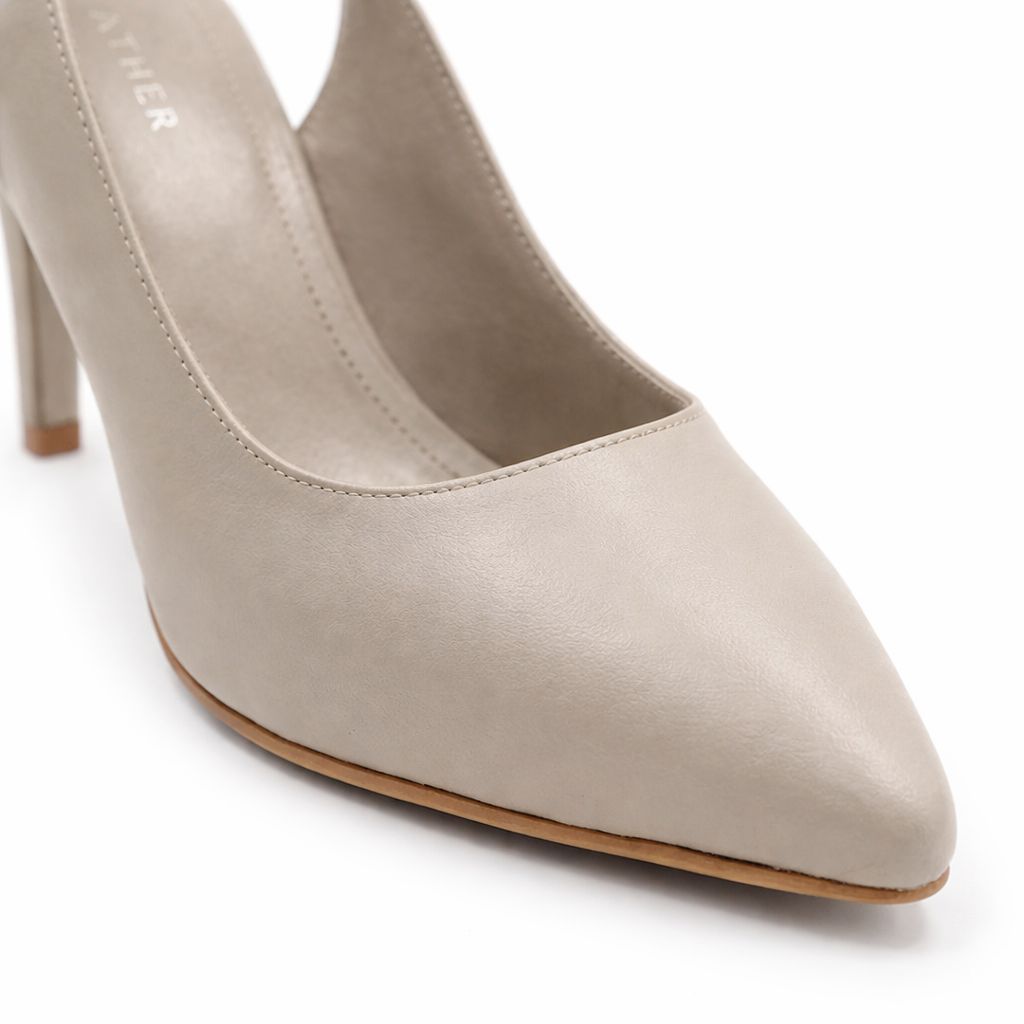 Saly : Escarpins Femme - Cuir Beige - Bleather Maroc