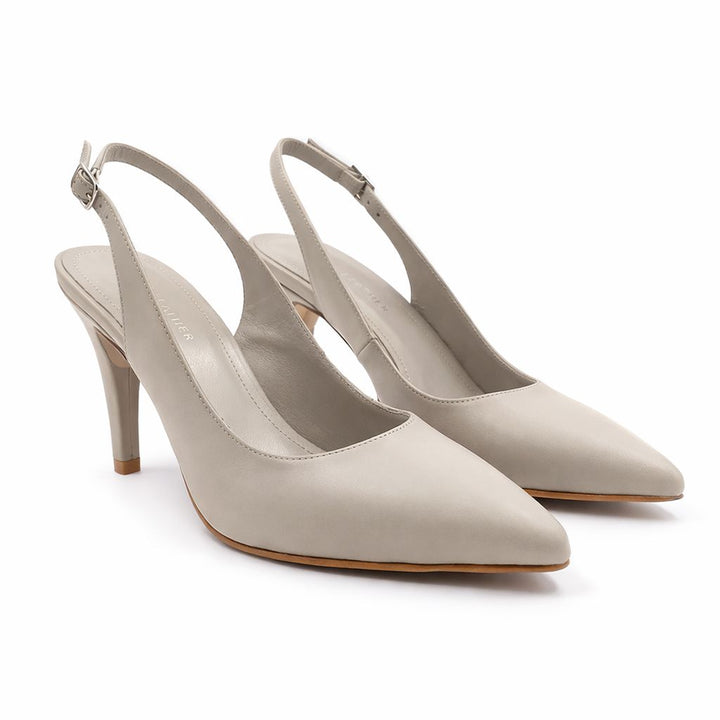 Saly : Escarpins Femme - Cuir Beige - Bleather Maroc