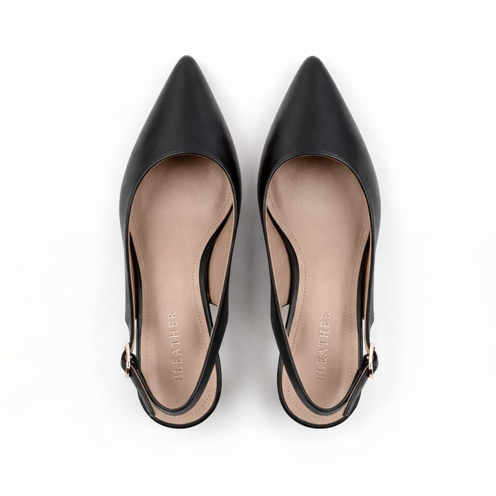 Saly : Escarpins Femme - Cuir Noir - Bleather Maroc