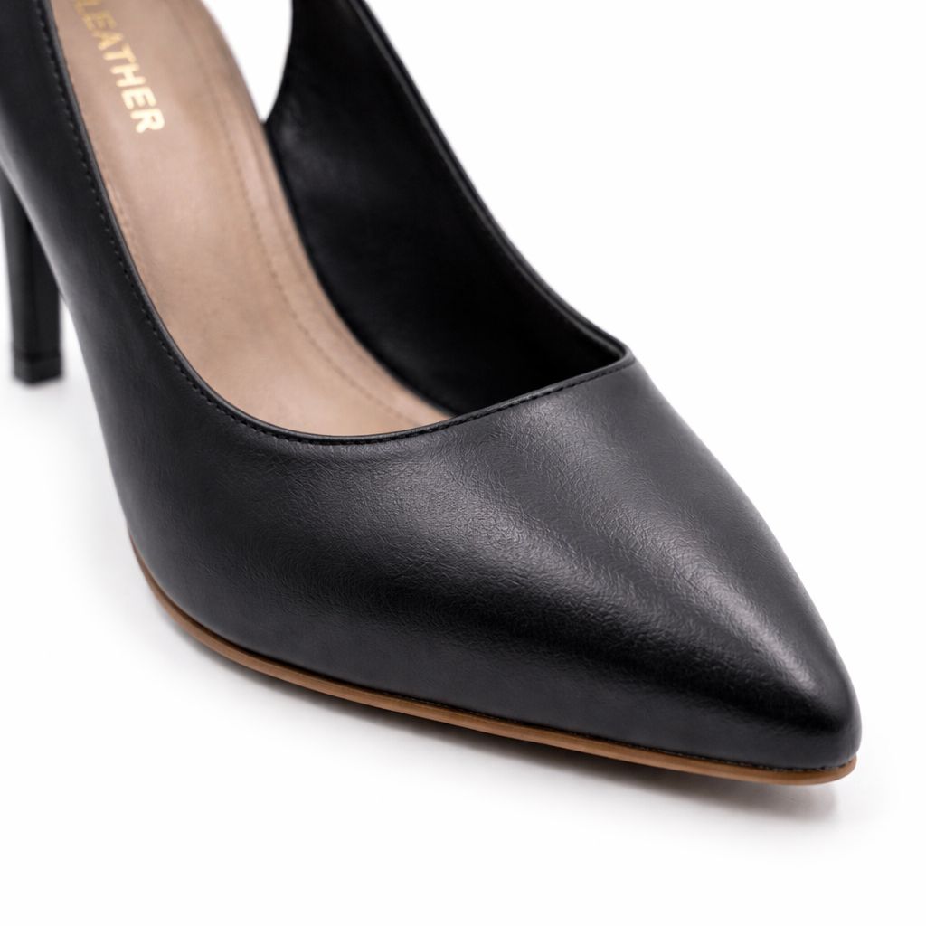 Saly : Escarpins Femme - Cuir Noir - Bleather Maroc