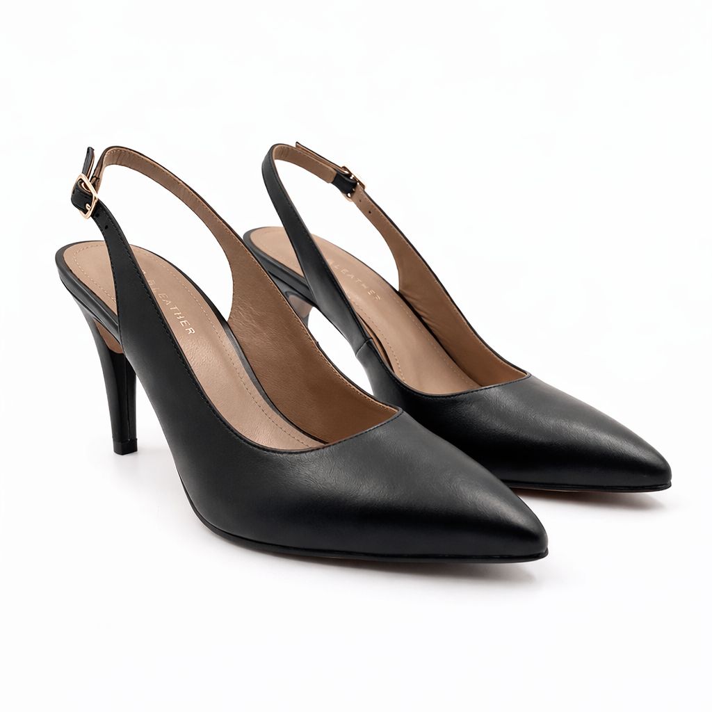 Saly : Escarpins Femme - Cuir Noir - Bleather Maroc