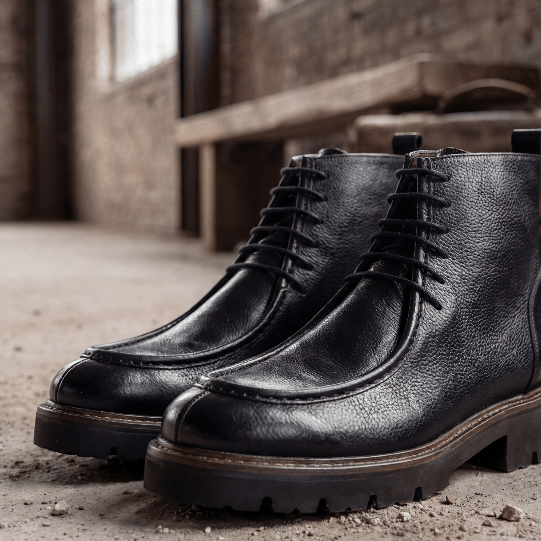 Schalk: Bottes Homme - Cuir Noir - Bleather Maroc