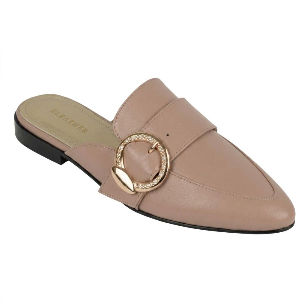 Selena : Mules Femme - Cuir beige - Bleather Maroc