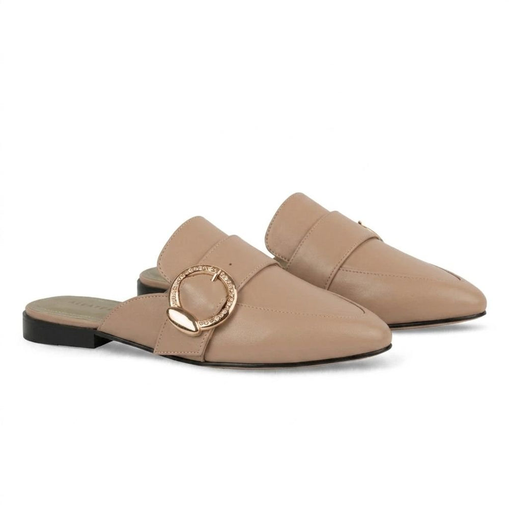 Selena : Mules Femme - Cuir beige - Bleather Maroc