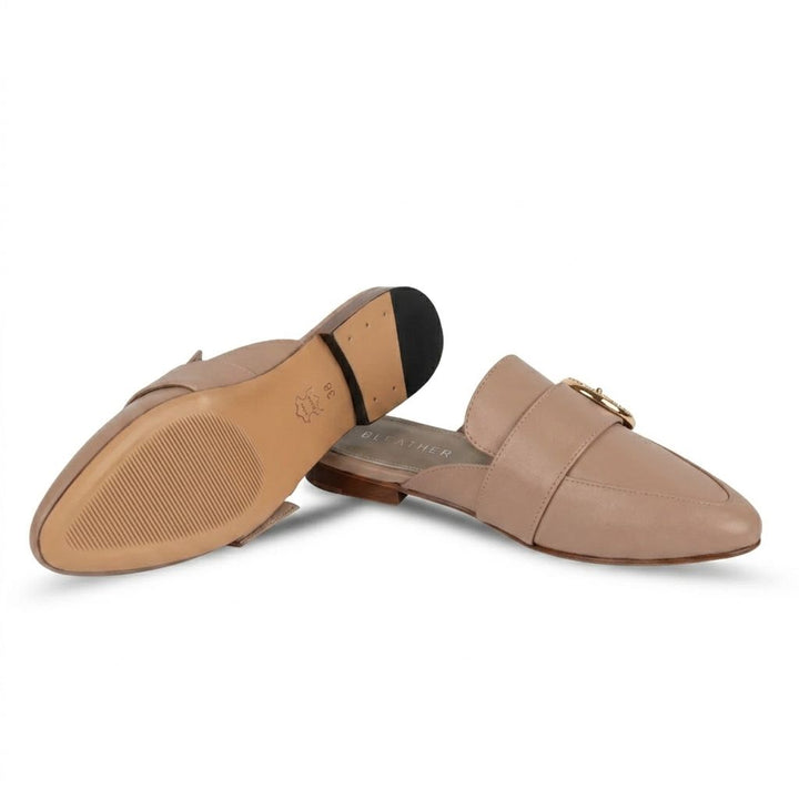 Selena : Mules Femme - Cuir beige - Bleather Maroc
