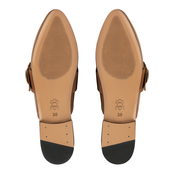 Selena : Mules Femme - Cuir Tabac - Bleather Maroc