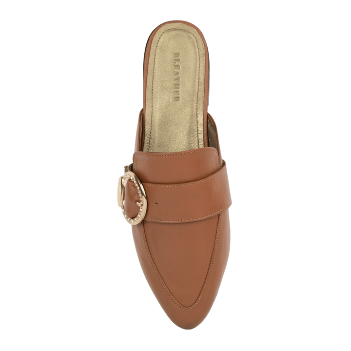 Selena : Mules Femme - Cuir Tabac - Bleather Maroc