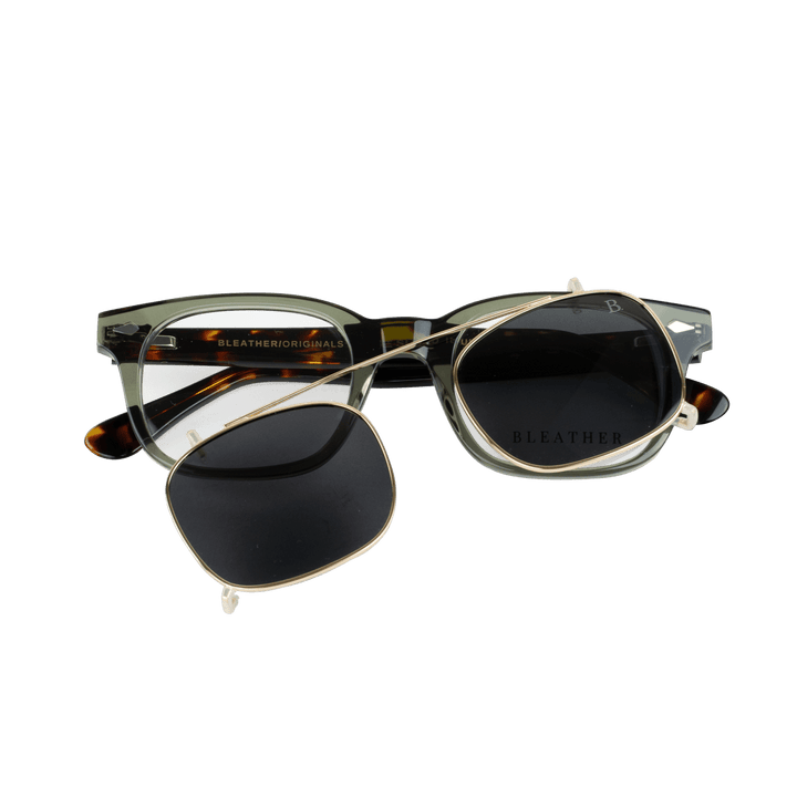 Shield: Lunettes à clips de luxe Gris Havane - Bleather Maroc