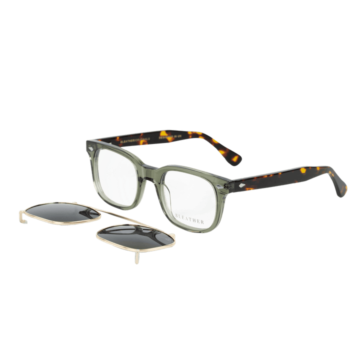 Shield: Lunettes à clips de luxe Gris Havane - Bleather Maroc