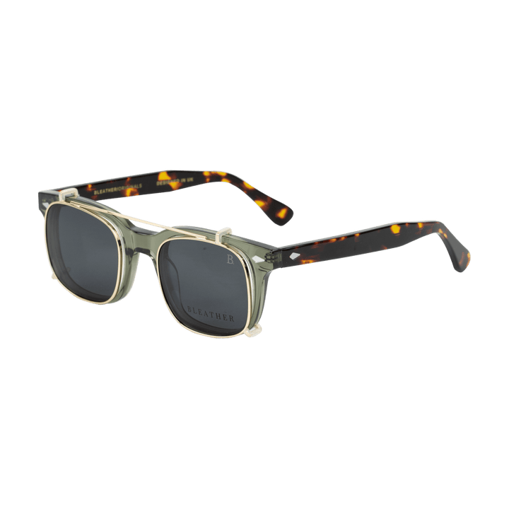 Shield: Lunettes à clips de luxe Gris Havane - Bleather Maroc