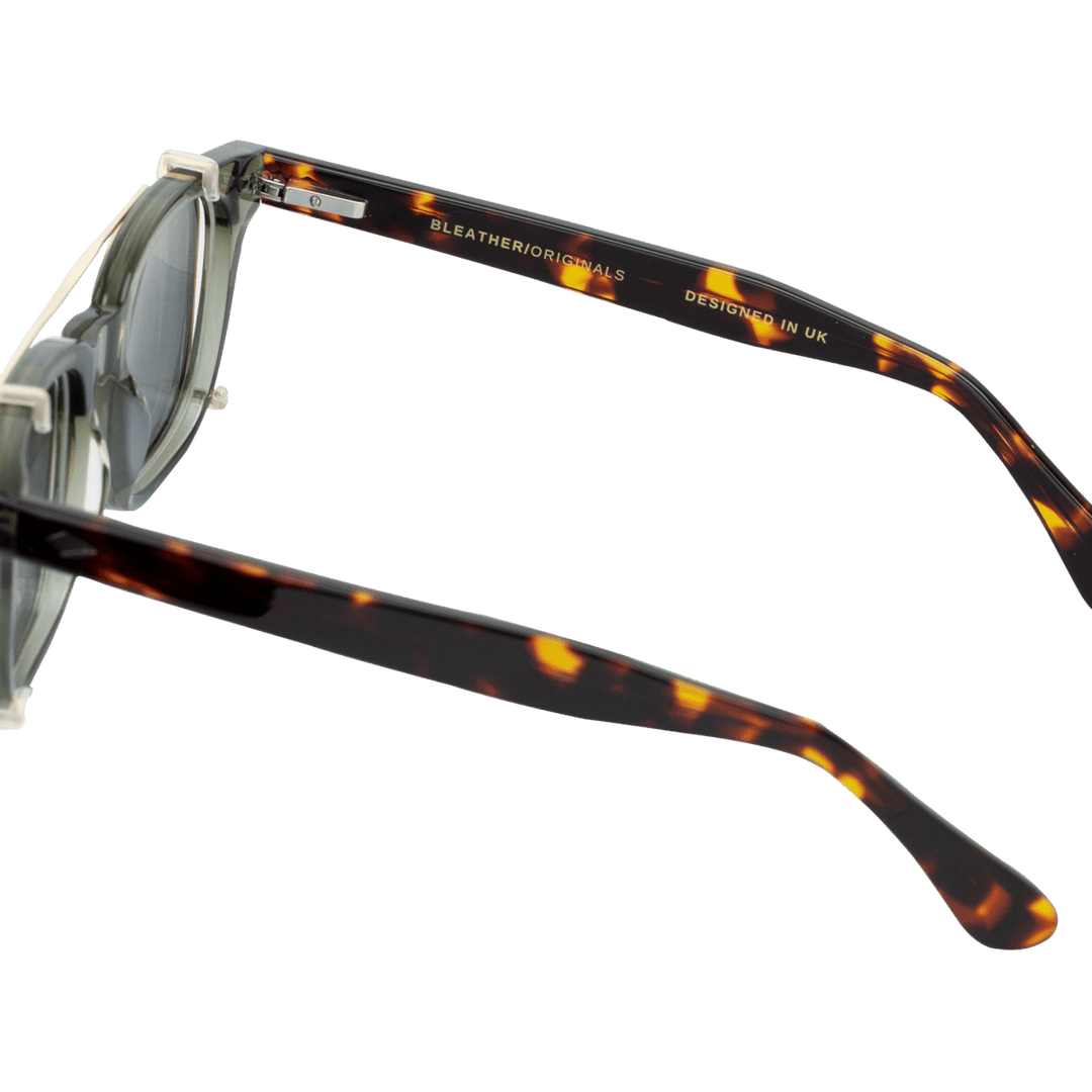 Shield: Lunettes à clips de luxe Gris Havane - Bleather Maroc