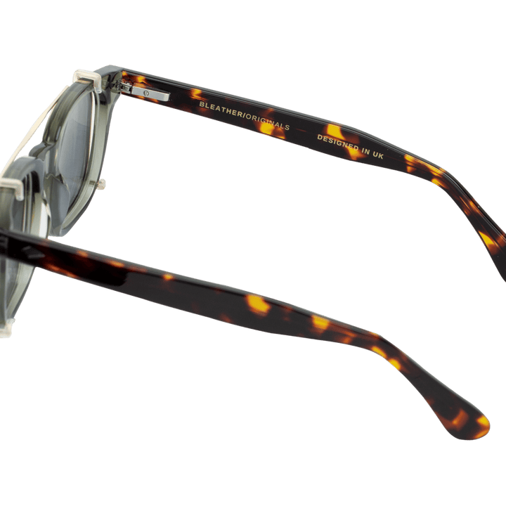 Shield: Lunettes à clips de luxe Gris Havane - Bleather Maroc