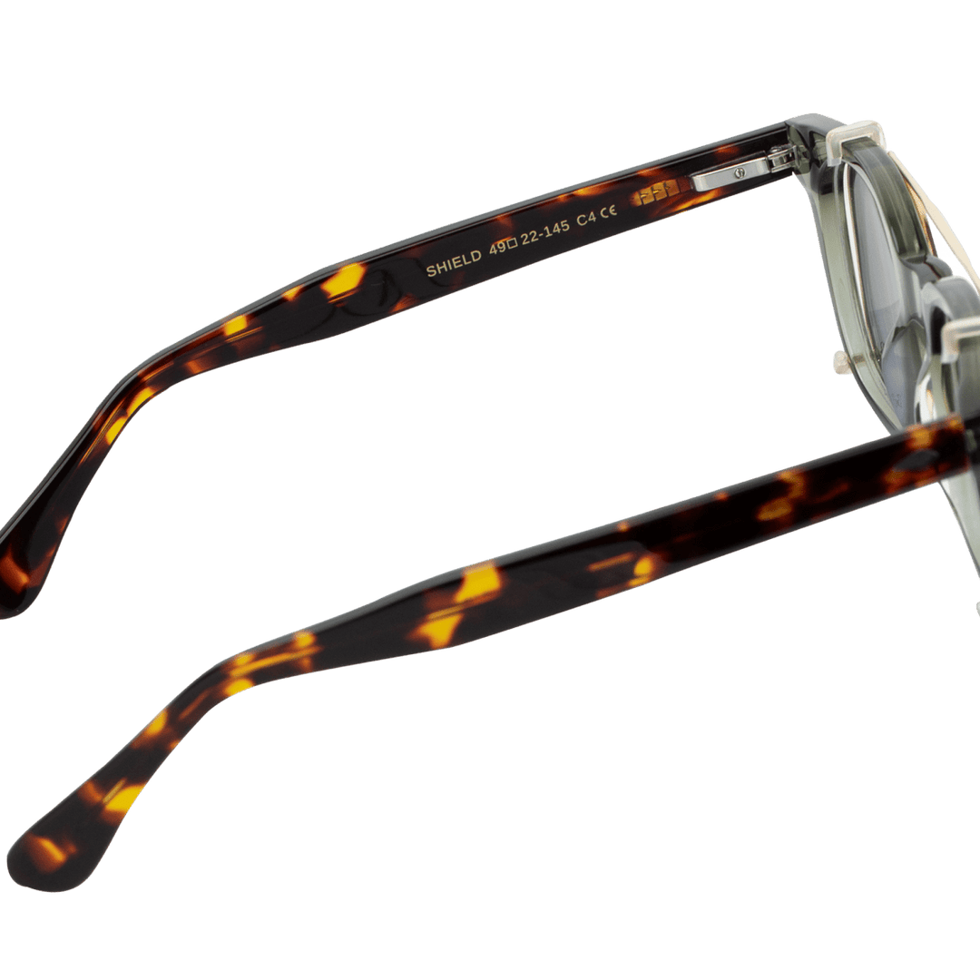 Shield: Lunettes à clips de luxe Gris Havane - Bleather Maroc