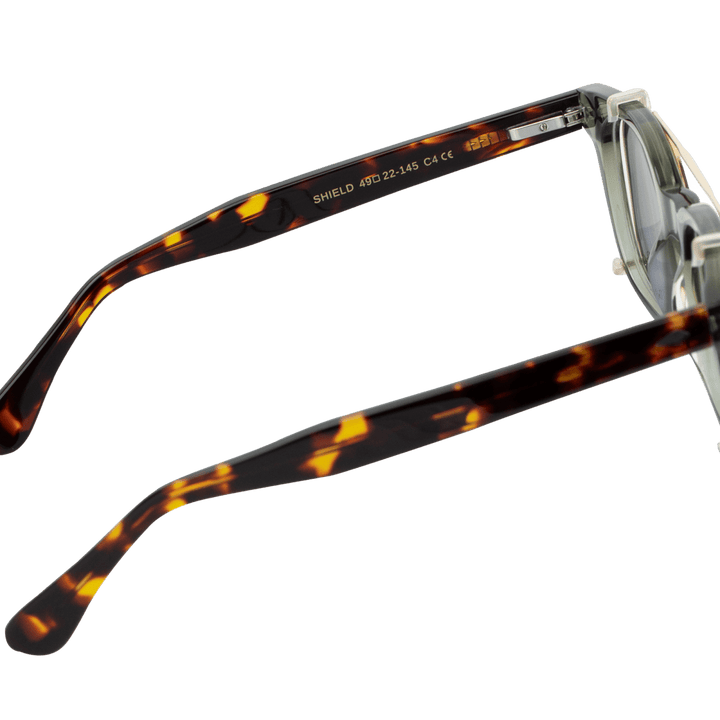 Shield: Lunettes à clips de luxe Gris Havane - Bleather Maroc